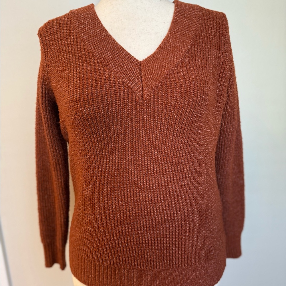 Philosophy Heathered Rust V-Neck Sweater